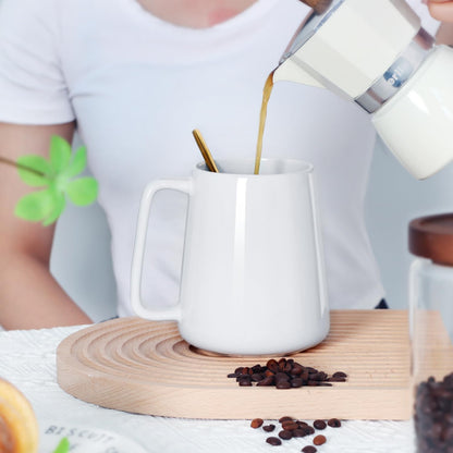 24 OZ Large Coffee Mug, Nice Ceramic Tea Cup with Big Handle for Dad Men Women, Unique Style For Any Kitchen, White