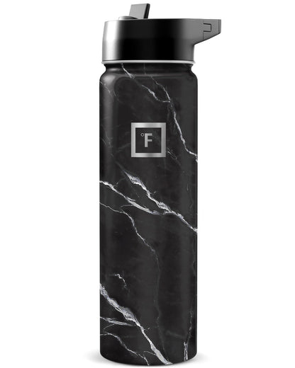 IRON °FLASK 32 oz Wide Mouth Water Bottle with 3 Lids | Insulated Stainless Steel Sports Water Bottle with 3 Leakproof Lids - BPA Free, Cold 24 Hrs, Sweat Free (Midnight Black)