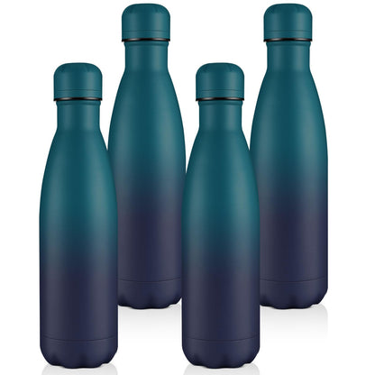 Volhoply 17oz Insulated Stainless Steel Water Bottle, Double Wall Vacuum Flask, Keeps Cold 24h & Hot 12h, Available in Packs of 1, 4, or 8（Silver,1 Pack)