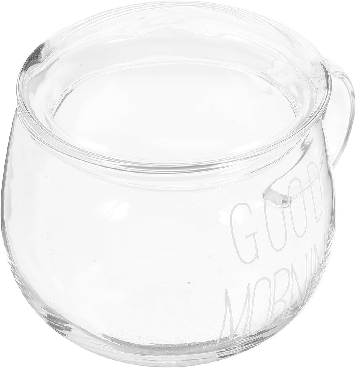 Glass Milk Cup with Handle 350ml Heat-resistant Breakfast Mug for Milk, Coffee and Tea with White Letter Lid Suitable for Office and Home Use