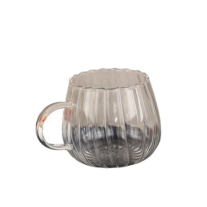 Easy to Clean 400ml Glass Breakfast Milk Cup with Handle, Cute, for Office,Home Use, Coffee Cup(Gray)