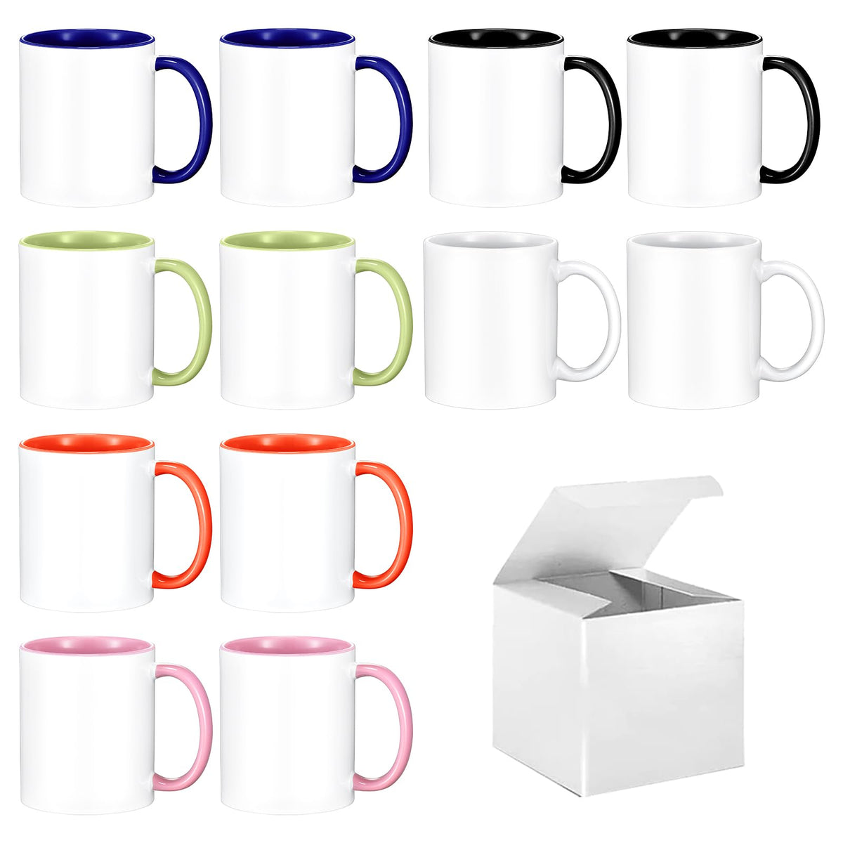 TANGLONG 11oz White Ceramic Sublimation Cups,12PCS Mugs Blank for DIY gifts | Tazas Para Sublimar,Ceramic Cup,Sublimation Mugs Blank, Bulk Mugs for Coffee, Tea, Latte, Soup, Milk, Cocoa, homemade gifts