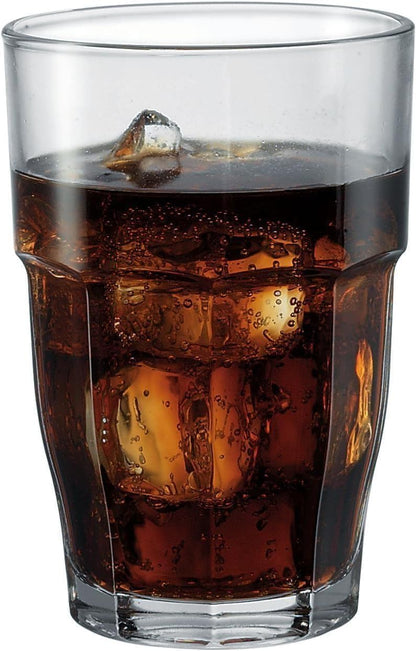 Bormioli Rocco Rock Bar Stackable Beverage, Set Of 6 Dishwasher Safe Drinking Glasses For Soda, Juice, Milk, Coke, Beer, Spirits – 12.5oz Durable Tempered Glass Water Tumblers For Daily Use