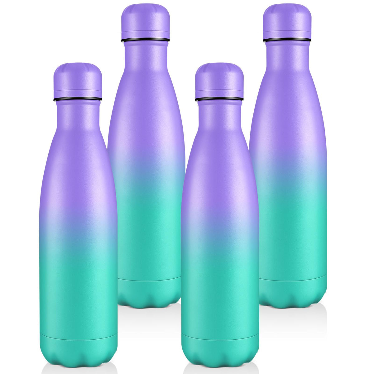 Volhoply 17oz Insulated Stainless Steel Water Bottle, Double Wall Vacuum Flask, Keeps Cold 24h & Hot 12h, Available in Packs of 1, 4, or 8（Silver,1 Pack)