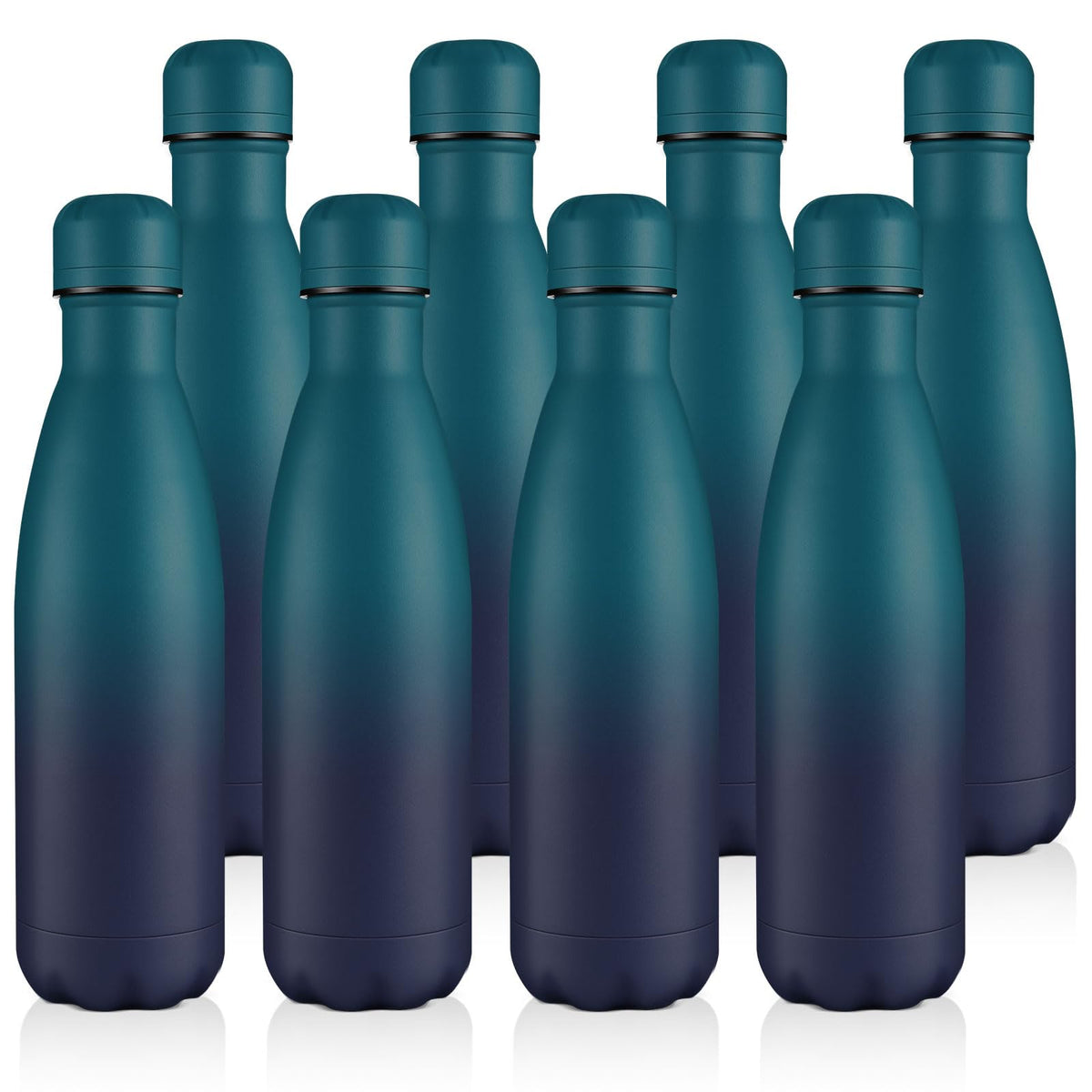 Volhoply 17oz Insulated Stainless Steel Water Bottle, Double Wall Vacuum Flask, Keeps Cold 24h & Hot 12h, Available in Packs of 1, 4, or 8（Silver,1 Pack)