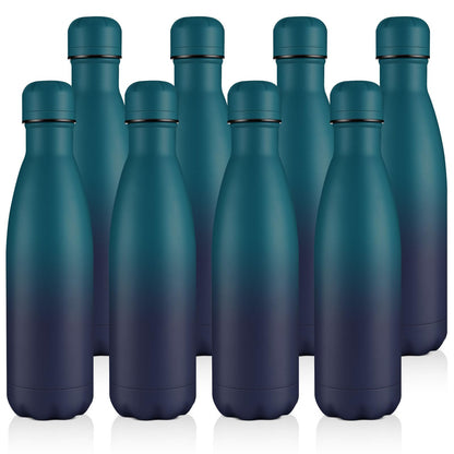 Volhoply 17oz Insulated Stainless Steel Water Bottle, Double Wall Vacuum Flask, Keeps Cold 24h & Hot 12h, Available in Packs of 1, 4, or 8（Silver,1 Pack)