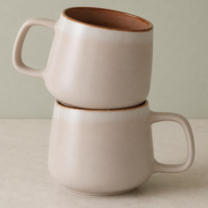 Ava Nord Large Stoneware Ceramic Coffee Mugs Set of 4 | 16 oz | Sage Ash | Lead-Free, Non-Toxic, Freezer - Microwave & Dishwasher Safe, Comfortable Handle, Aesthetic Nordic Design for Latte, Tea