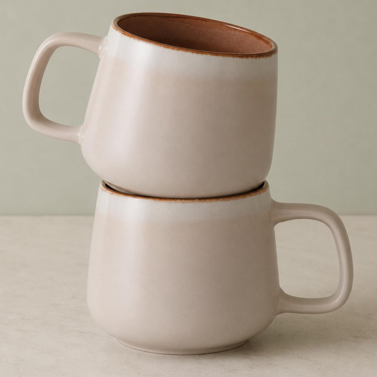 Ava Nord Stoneware Ceramic Coffee Mugs Set of 4 | 12 oz | Sage Ash | Lead-Free, Non-Toxic, Freezer - Microwave & Dishwasher Safe, Comfortable Handle, Aesthetic Nordic Design for Cappuccino