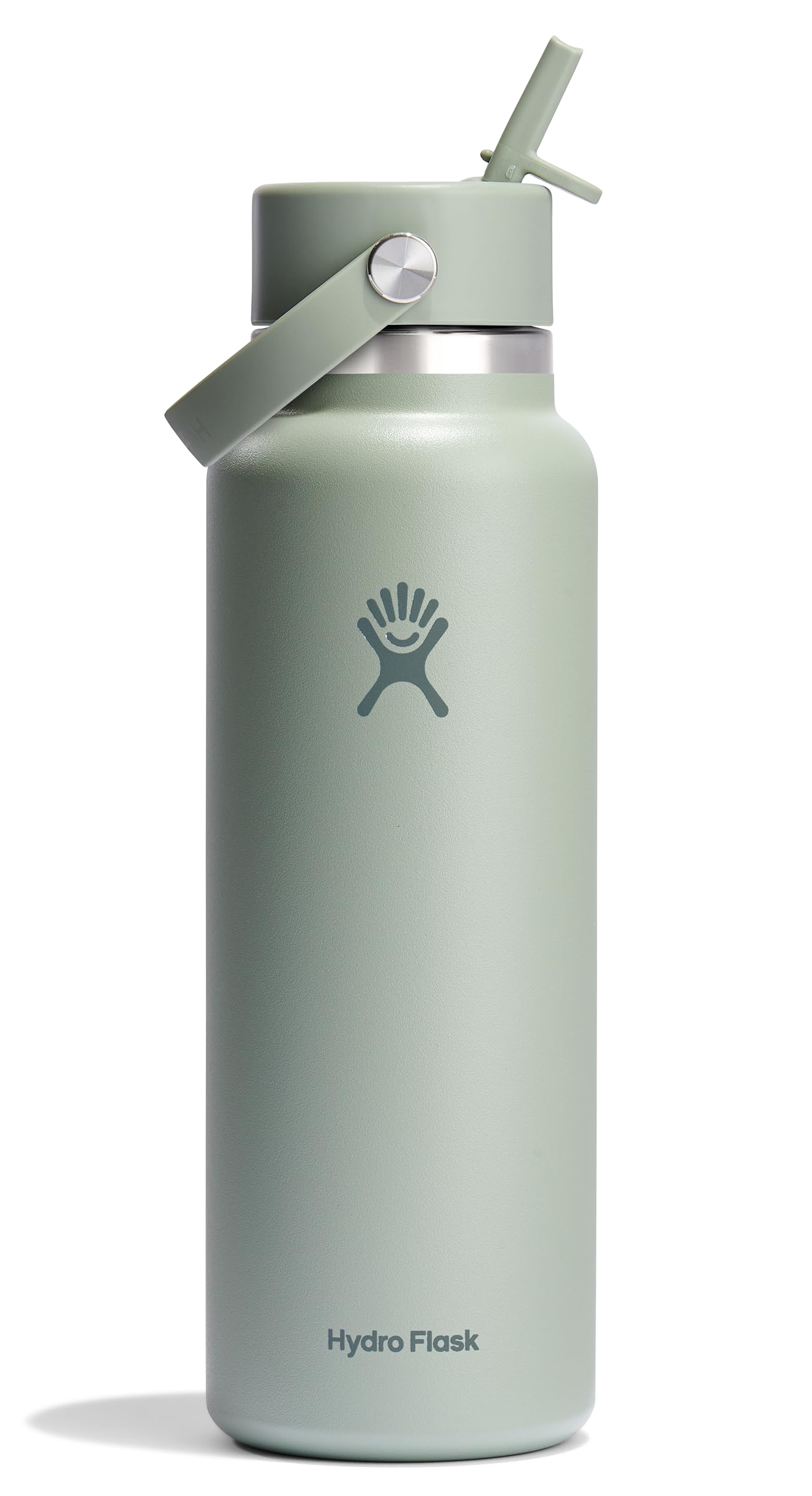 Hydro Flask Water Bottle - Insulated Stainless Steel - Wide Mouth Flex Straw Lid, Non Spill, Leakproof and Refillable in 32 Oz Tonal Birch