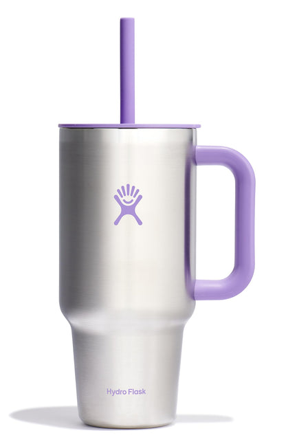 Hydro Flask Travel Tumbler with Handle, Lid and Straw - Insulated Stainless Steel in 40 Oz Agave