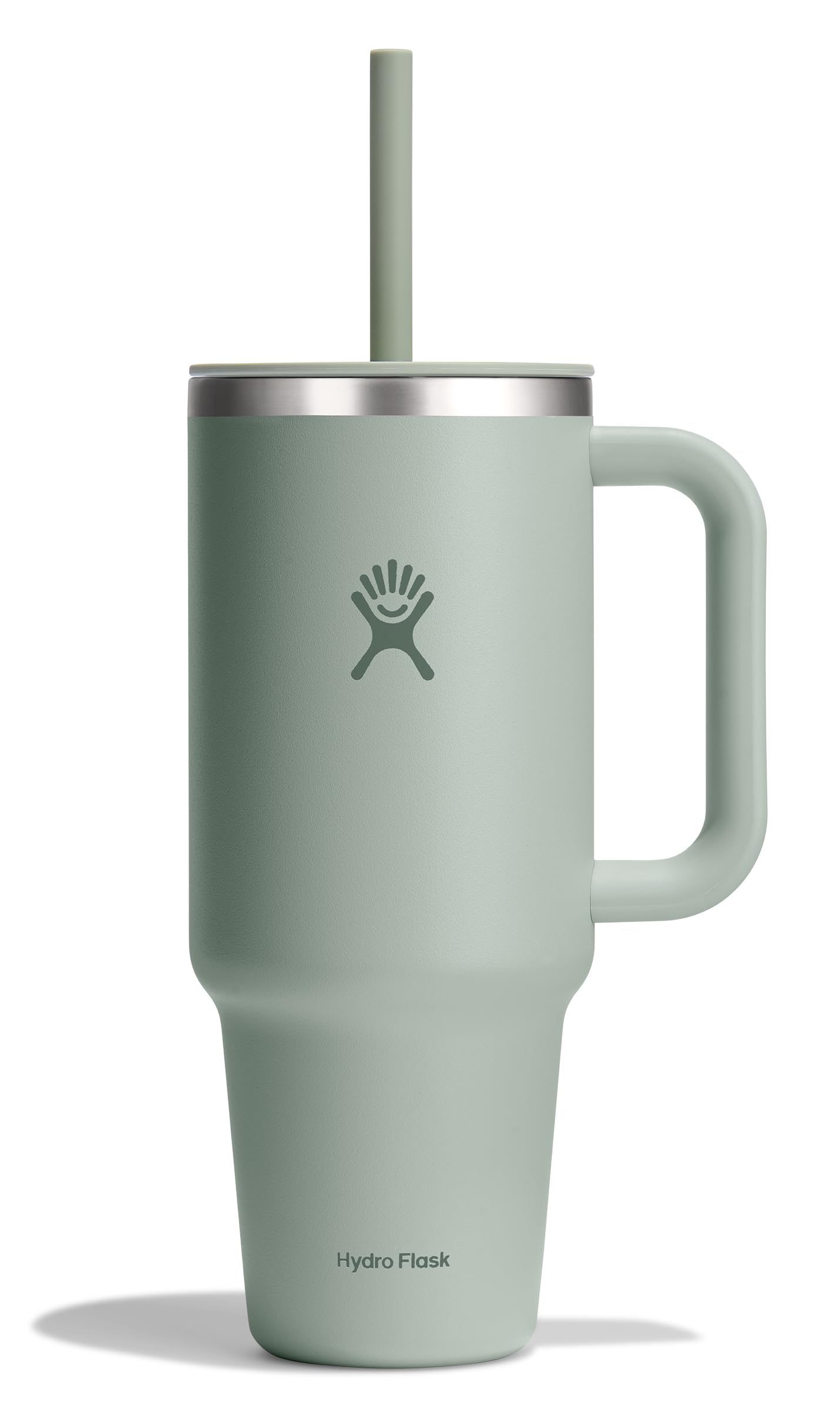 Hydro Flask Travel Tumbler with Handle, Lid and Straw - Insulated Stainless Steel in 40 Oz Agave