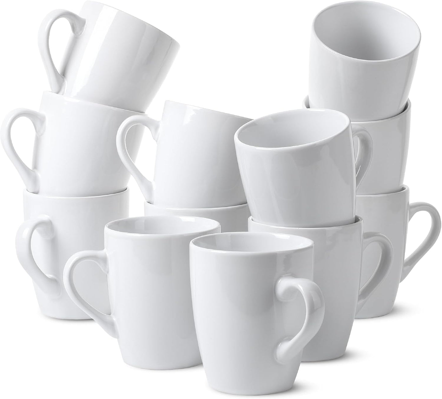 BTaT- White Coffee Mug Set, 12 Pack, 12oz, Ceramic Coffee Cups | Bulk Mug Set for Home, Office, Café, Hot Beverages, Tea, Cappuccino, Everyday Drinkware Use