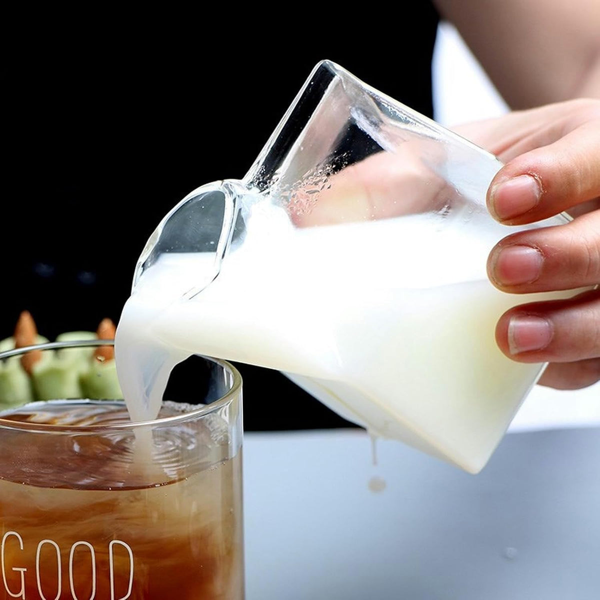 350ml/12oz Creative Heat-Resistant Japanese Square Breakfast Milk Cup, Heat-Resistant Milk Box, Household Glass Cup-Glass transparency