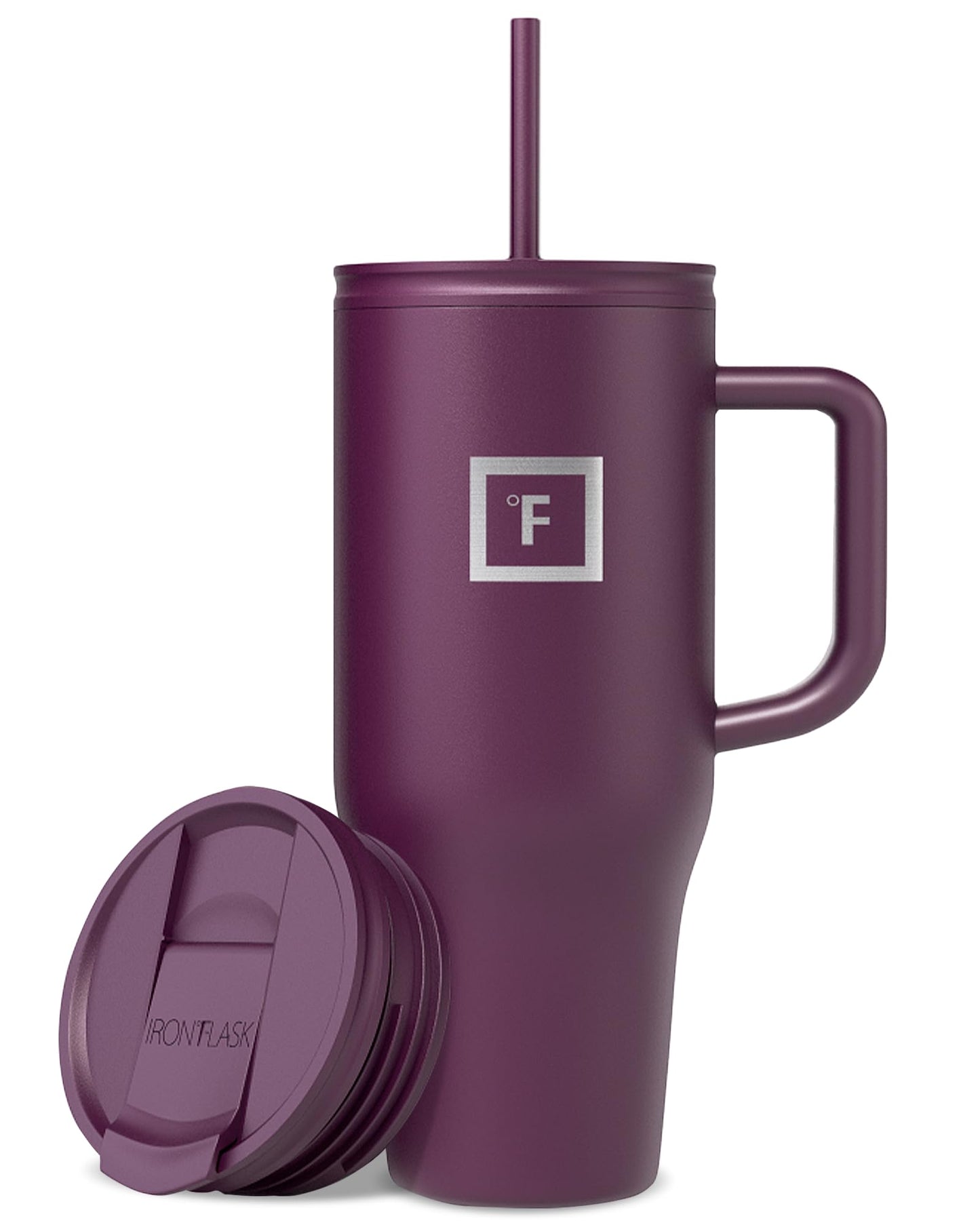 IRON °FLASK 40 oz Co-Pilot Insulated Travel Mug | Insulated Travel Mug with Straw & Flip Cap Lids - Cup Holder Fit, Leakproof, BPA Free (Aurora)