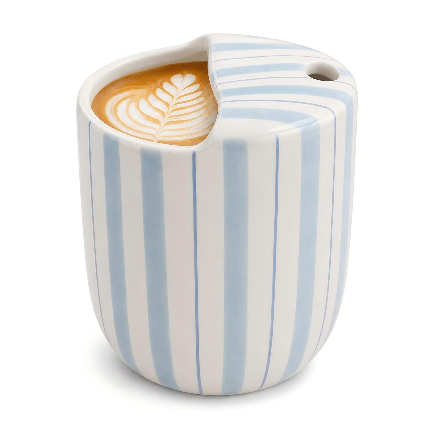 1 pcs Ceramic Mug with Sip Hole 10 oz deep Blue red Striped | Ice Coffee Mug, Travel Mugs,Novelty Hand Painted,Heat Resistant,Non Slip,Built in One Lid,Coffee Lovers Appreciation Gift