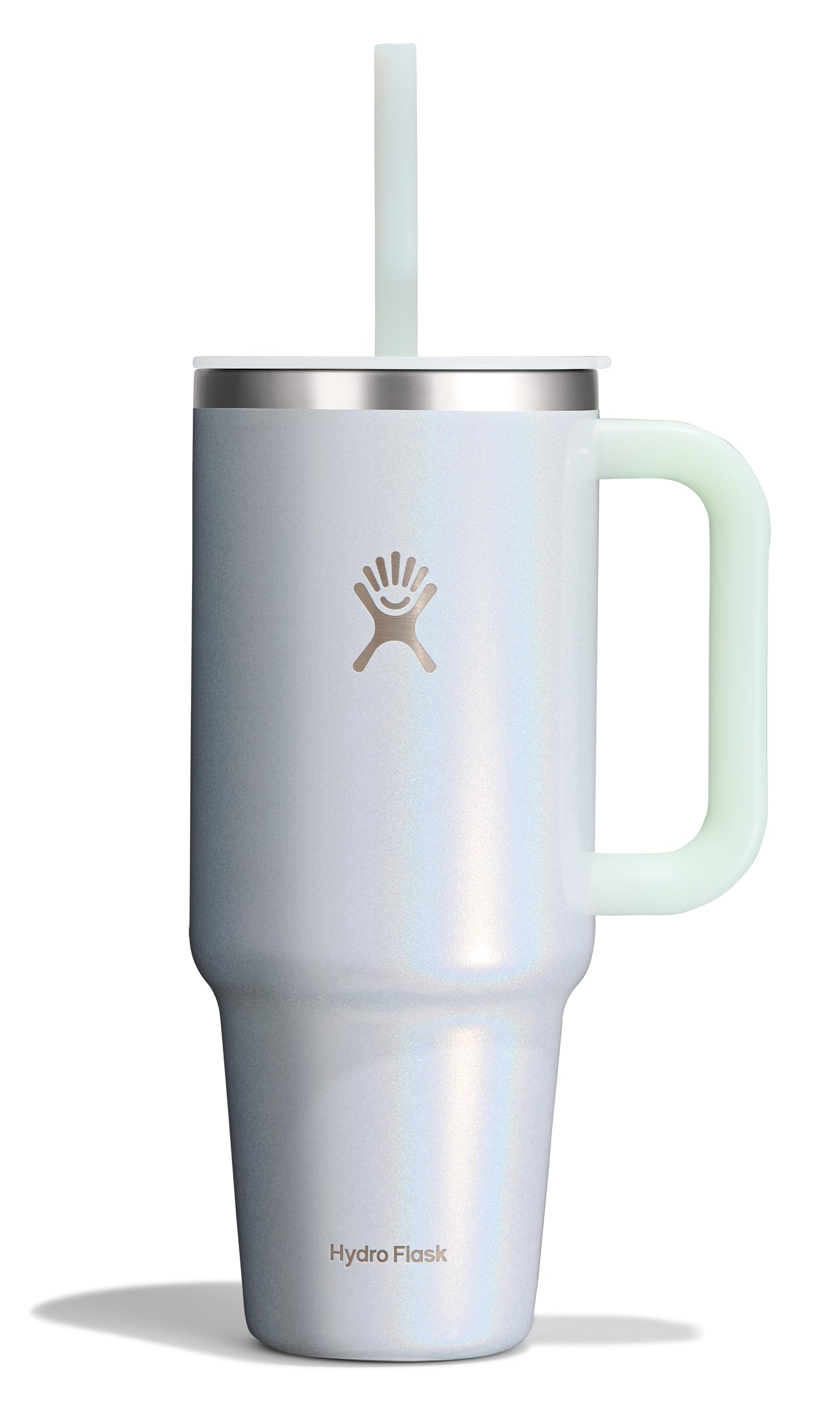 Hydro Flask Travel Tumbler with Handle, Lid and Straw - Insulated Stainless Steel in 40 Oz Trillium
