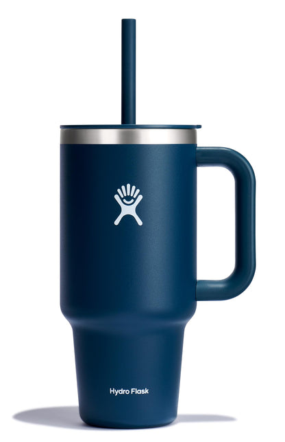 Hydro Flask Travel Tumbler with Handle, Lid and Straw - Insulated Stainless Steel in 40 Oz Trillium