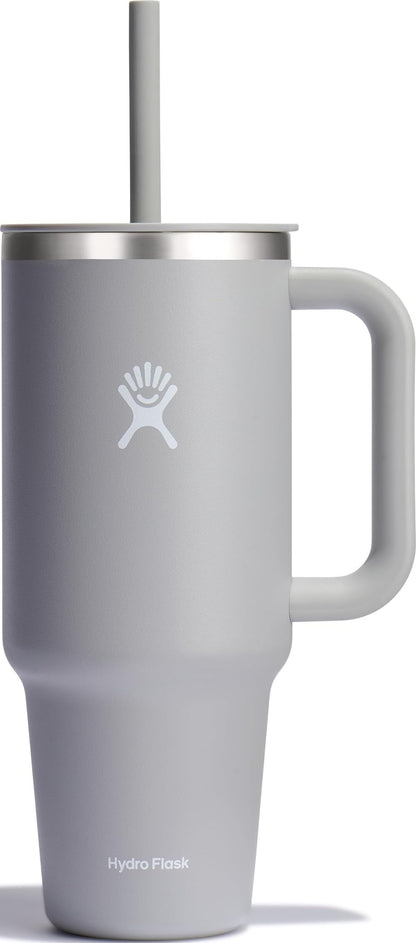 Hydro Flask Travel Tumbler with Handle, Lid and Straw - Insulated Stainless Steel in 40 Oz Trillium