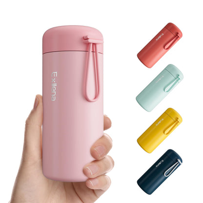 Exllena Mini Water Bottle 5oz, This is A EXTRA MINI Flask! Small Insulated Water Bottle for Hot&Cold Drinks, Water Bottle Purse with Carry Handle - 100% Leakproof Perfect for Travel...(Mint)