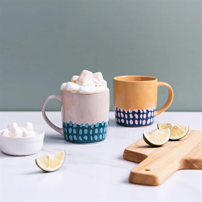 Milk Breakfast Cup 330ml Ceramic Bone China Juice Tea Coffee Cup Office Cup Polka Dot Gift(Groen 330ml) (Roze 330ml)