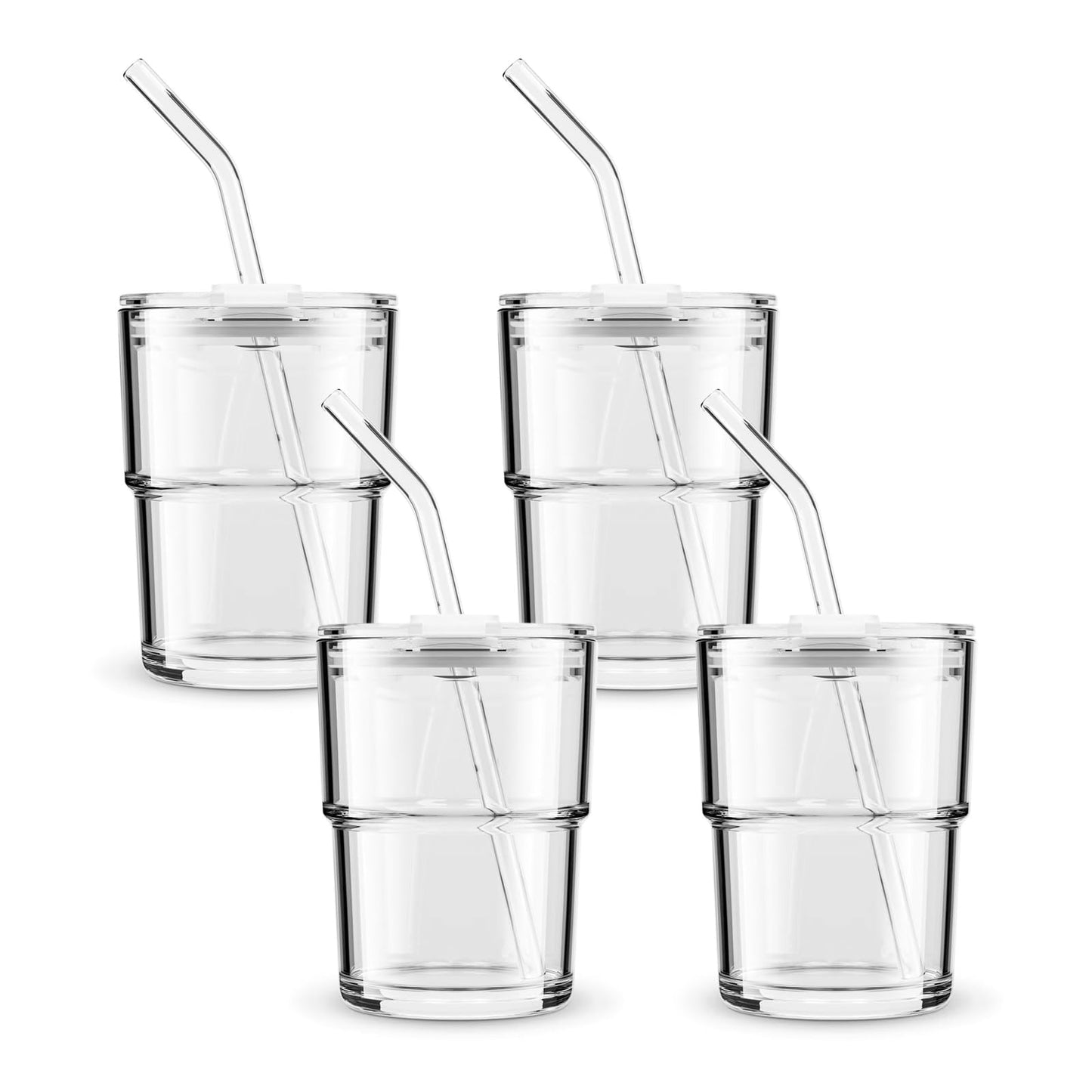BLUEPOLAR 13oz/400ml Tumbler Water Glass, Cups with Straw and Lid Sealed Carry on for Coffee, Iced Tea, Thick Wall Insulated Glass Cup (Amber)…