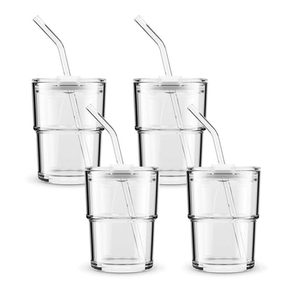 BLUEPOLAR 13oz/400ml Tumbler Water Glass, Cups with Straw and Lid Sealed Carry on for Coffee, Iced Tea, Thick Wall Insulated Glass Cup (Amber)…