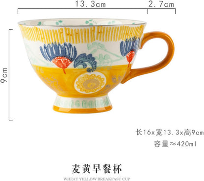 420ml/14oz Ceramic Breakfast Milk Cup Couple Family Office Coffee Cup-Breakfast Cup