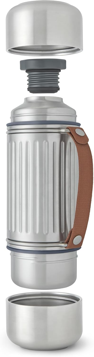 BLACK + BLUM Explorer Flask Duo | Insulated Stainless Steel | 2 Cups | 1L | Leak Proof, 24H Hot or Cold, Vacuum Insulated, 2 Steel Cups, Easy Pour Lid, Carry Strap, Ideal for Camping & Outdoors