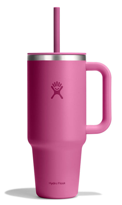 Hydro Flask Travel Tumbler with Handle, Lid and Straw - Insulated Stainless Steel in 40 Oz Agave