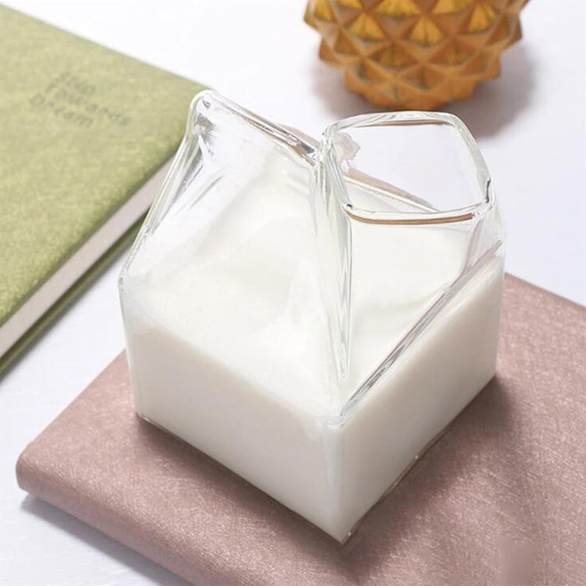 Milk Box Shape Glass Cups Clear Cocktails Glasses Square Container Pitcher Students Drink Bottle Teas Drinkware