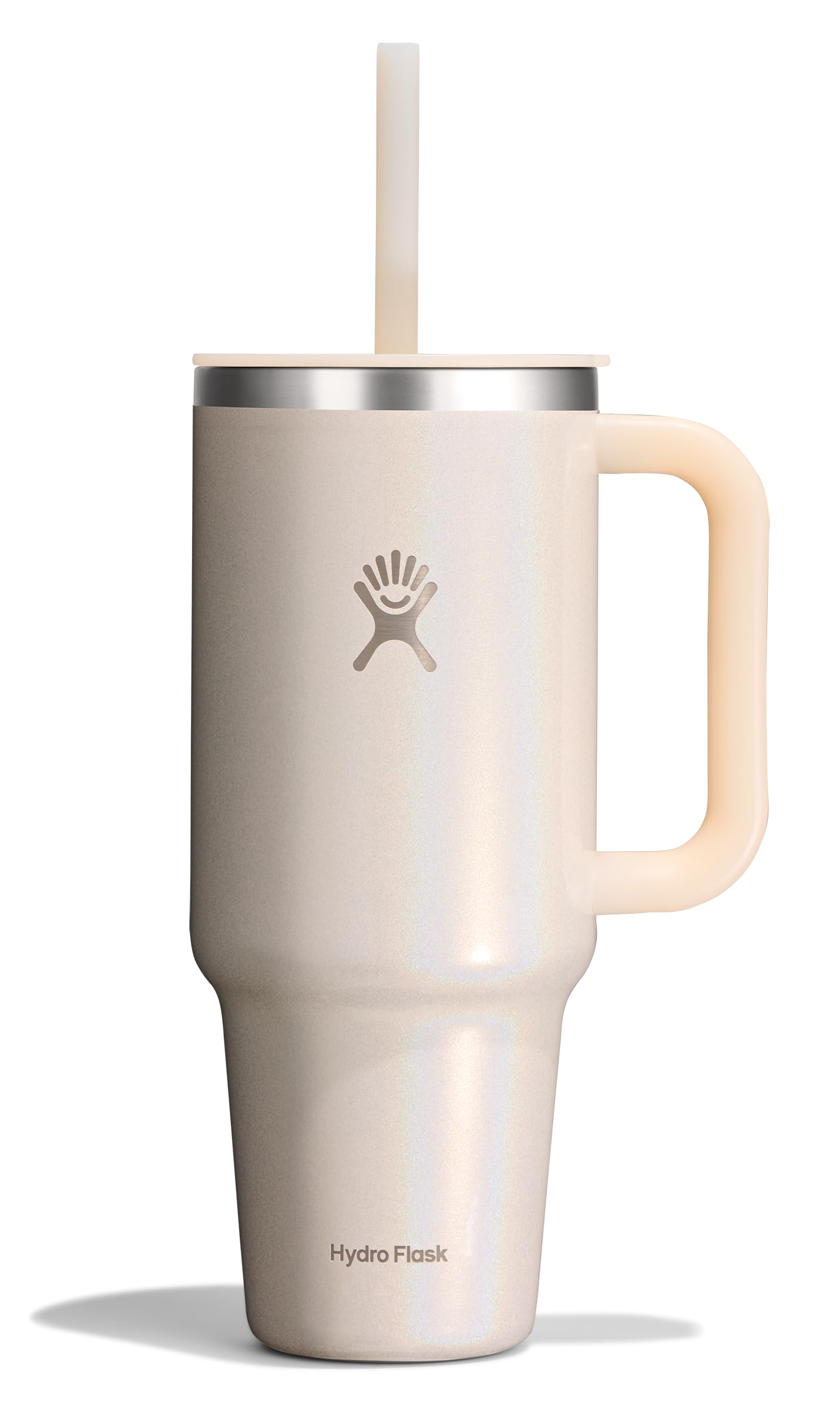 Hydro Flask Travel Tumbler with Handle, Lid and Straw - Insulated Stainless Steel in 40 Oz Agave