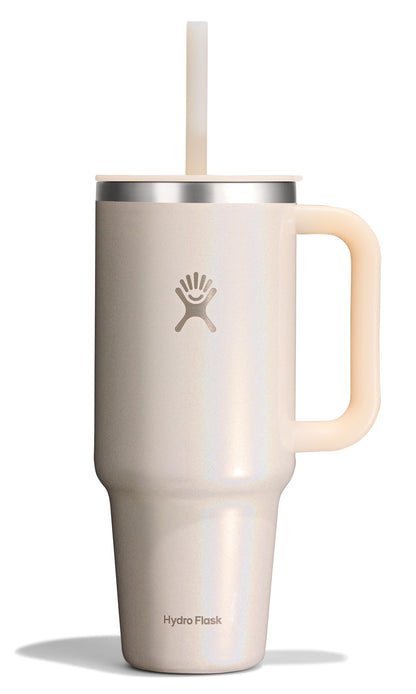 Hydro Flask Travel Tumbler with Handle, Lid and Straw - Insulated Stainless Steel in 40 Oz Agave