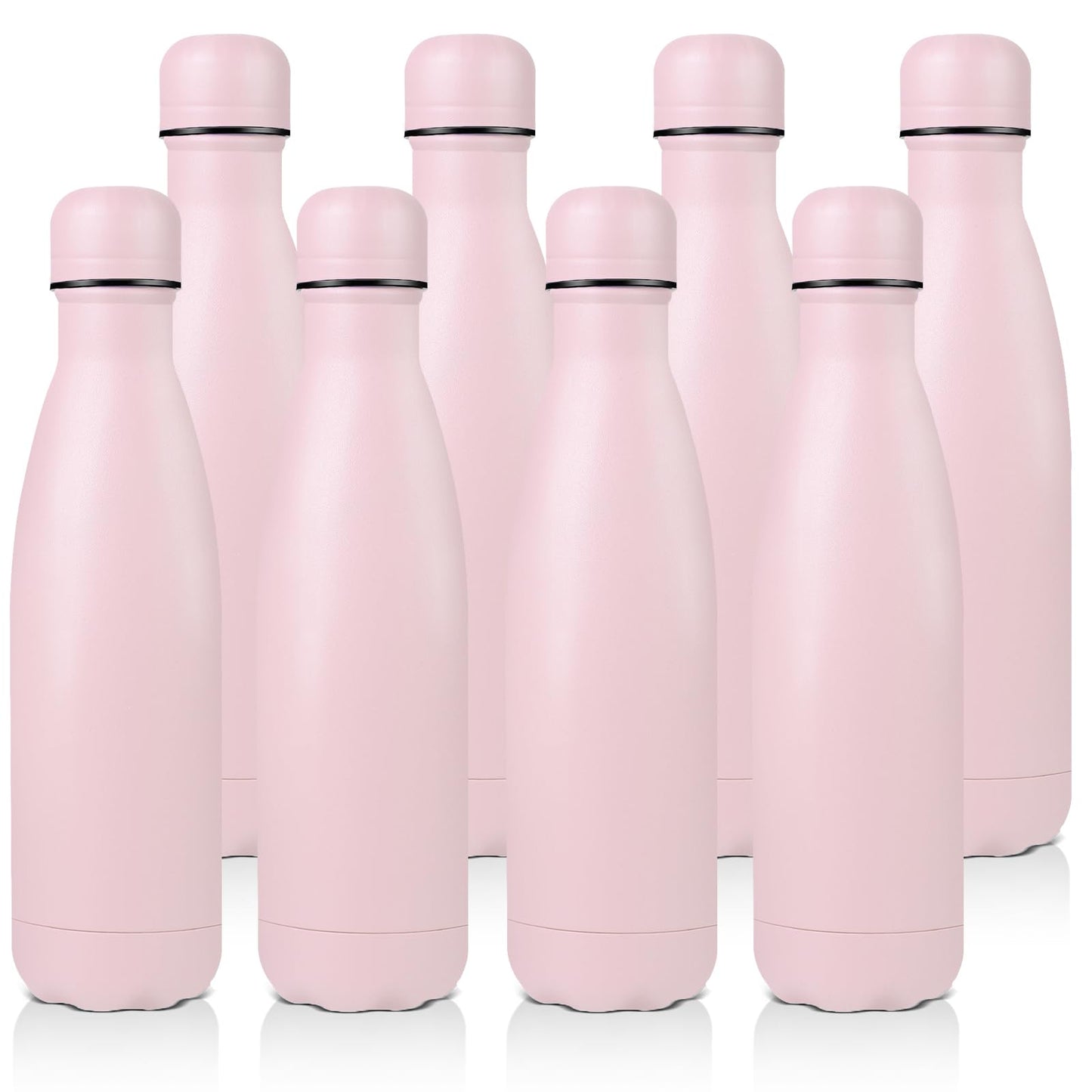 Volhoply 17oz Insulated Stainless Steel Water Bottle, Double Wall Vacuum Flask, Keeps Cold 24h & Hot 12h, Available in Packs of 1, 4, or 8（Silver,1 Pack)