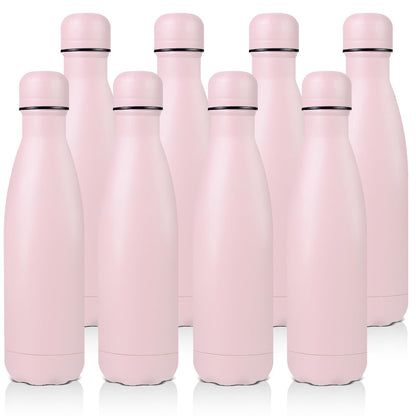 Volhoply 17oz Insulated Stainless Steel Water Bottle, Double Wall Vacuum Flask, Keeps Cold 24h & Hot 12h, Available in Packs of 1, 4, or 8（Silver,1 Pack)