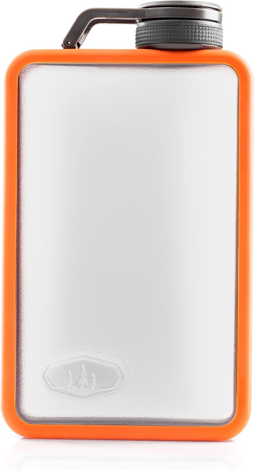 GSI Outdoors Boulder Flask, Shatter-Resistant, Leakproof Hip Flask with Clear Body & Silicone Grip, BPA-Free Bottle for Hiking, Camping & Travel