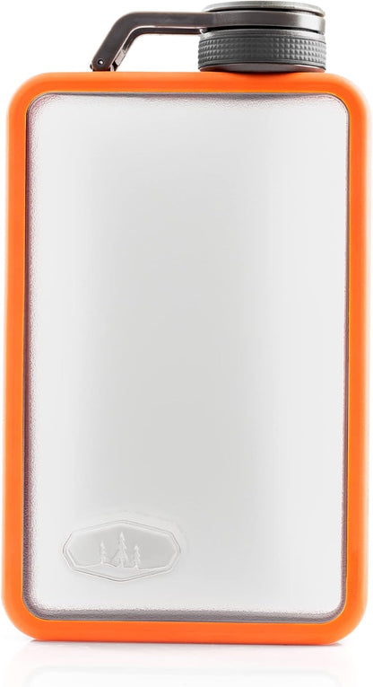 GSI Outdoors Boulder Flask, Shatter-Resistant, Leakproof Hip Flask with Clear Body & Silicone Grip, BPA-Free Bottle for Hiking, Camping & Travel
