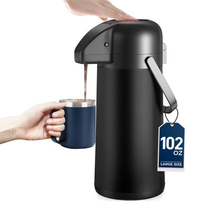 Thermal Coffee Carafe for Keeping Hot – 34OZ Insulated Small Coffee Pot | 304 Stainless Steel Coffee Flask, Tea Pitcher for Hot Drinks Liquid Water, Insulated Beverage Dispenser for Parties