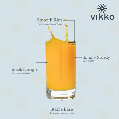 Vikko Mini Juice Glasses, 4.75 Ounce SMALL Glass Cups, Set of 6 Thick and Durable Juice Glass, 2.1 Inch x 3.9 Inch Heavy Base Juice Cups, Kids Drinking Glasses for Milk, Small Drinking Glasses