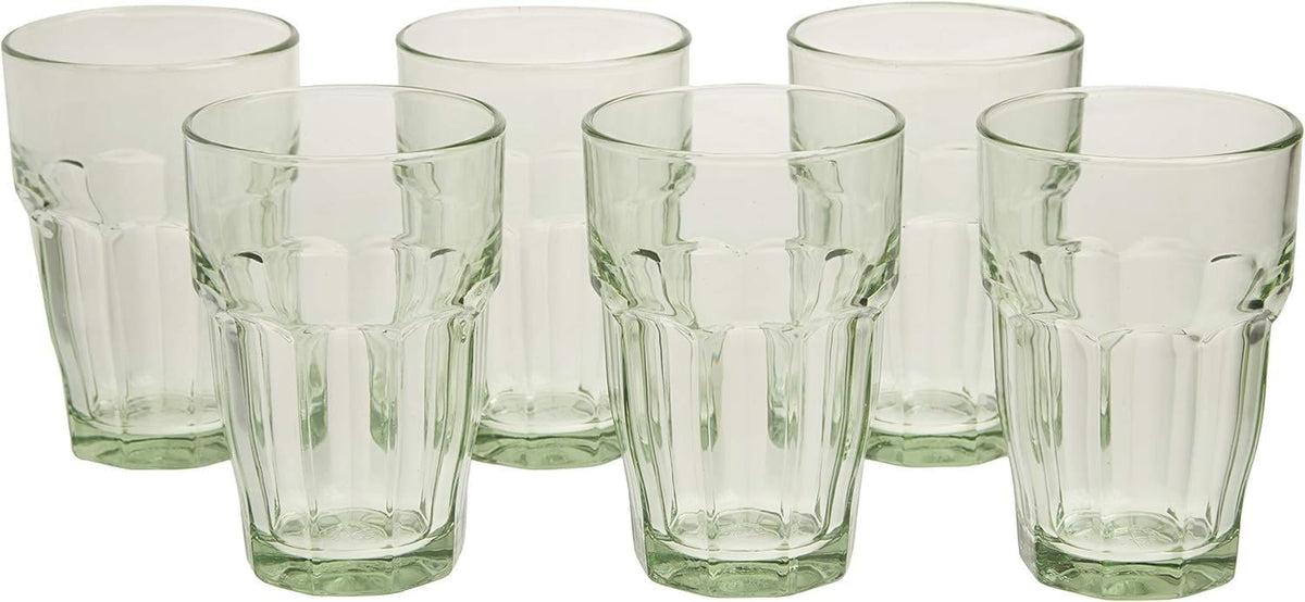 Bormioli Rocco Rock Bar Stackable Beverage, Set Of 6 Dishwasher Safe Drinking Glasses For Soda, Juice, Milk, Coke, Beer, Spirits – 12.5oz Durable Tempered Glass Water Tumblers For Daily Use