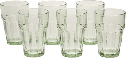 Bormioli Rocco Rock Bar Stackable Beverage, Set Of 6 Dishwasher Safe Drinking Glasses For Soda, Juice, Milk, Coke, Beer, Spirits – 12.5oz Durable Tempered Glass Water Tumblers For Daily Use