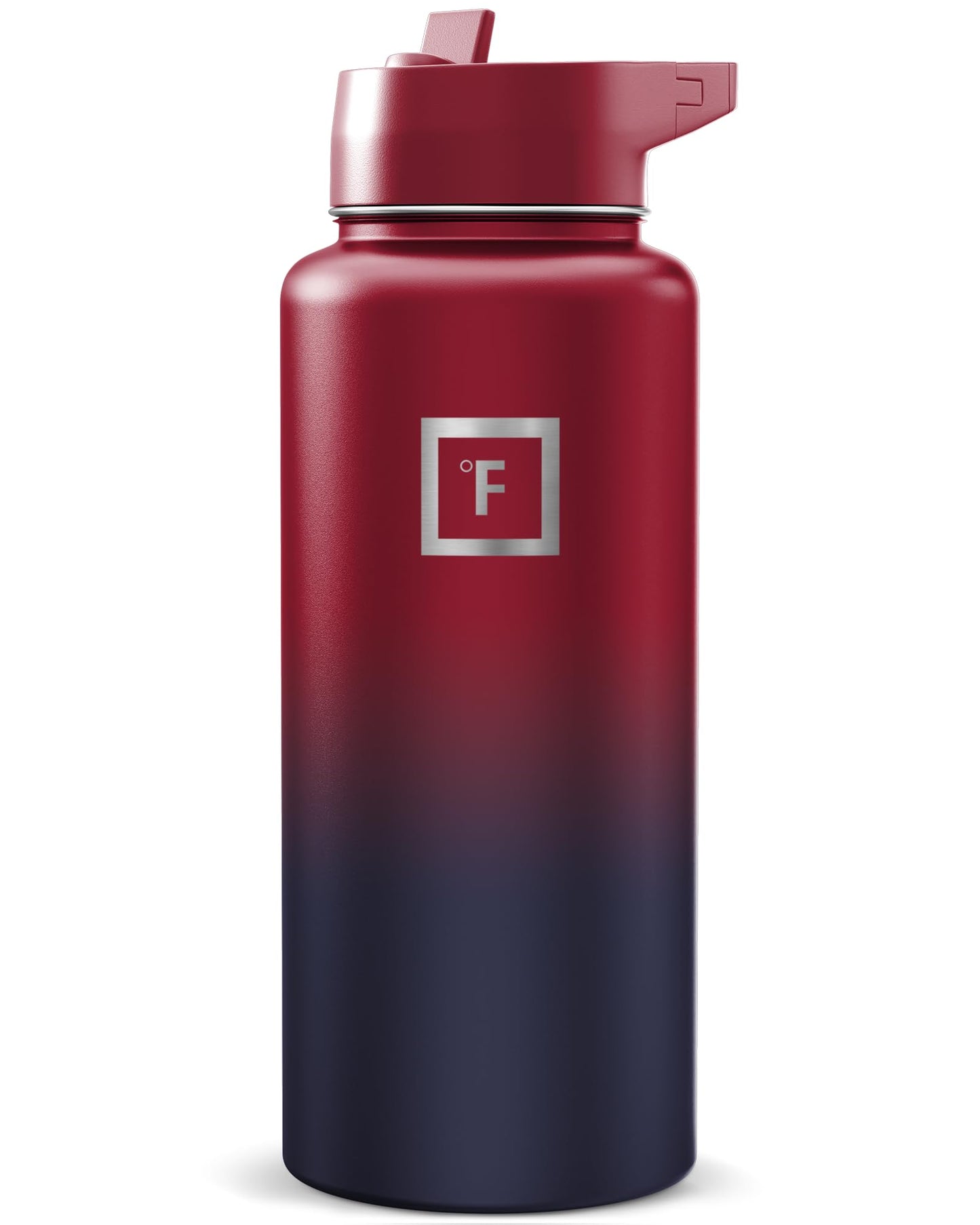 IRON °FLASK 32 oz Wide Mouth Water Bottle with 3 Lids | Insulated Stainless Steel Sports Water Bottle with 3 Leakproof Lids - BPA Free, Cold 24 Hrs, Sweat Free (Midnight Black)