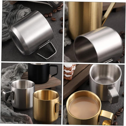 Wakauto Stainless Steel Double Breakfast Cup with Handle Multi Use Milk and Cereal Container for Home Coffee Fruit Storage Food Safe Metal Porcelain Alternative