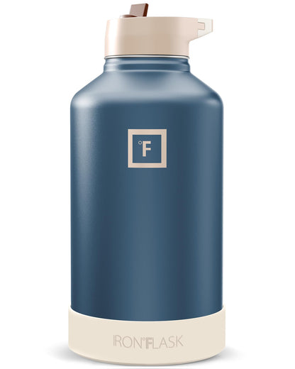 IRON °FLASK 40 oz Wide Mouth Water Bottle with Straw | Insulated Stainless Steel Sports Water Bottle with Leakproof Straw Lid - BPA Free, Cold 24 Hrs, Sweat Free (Midnight Black)