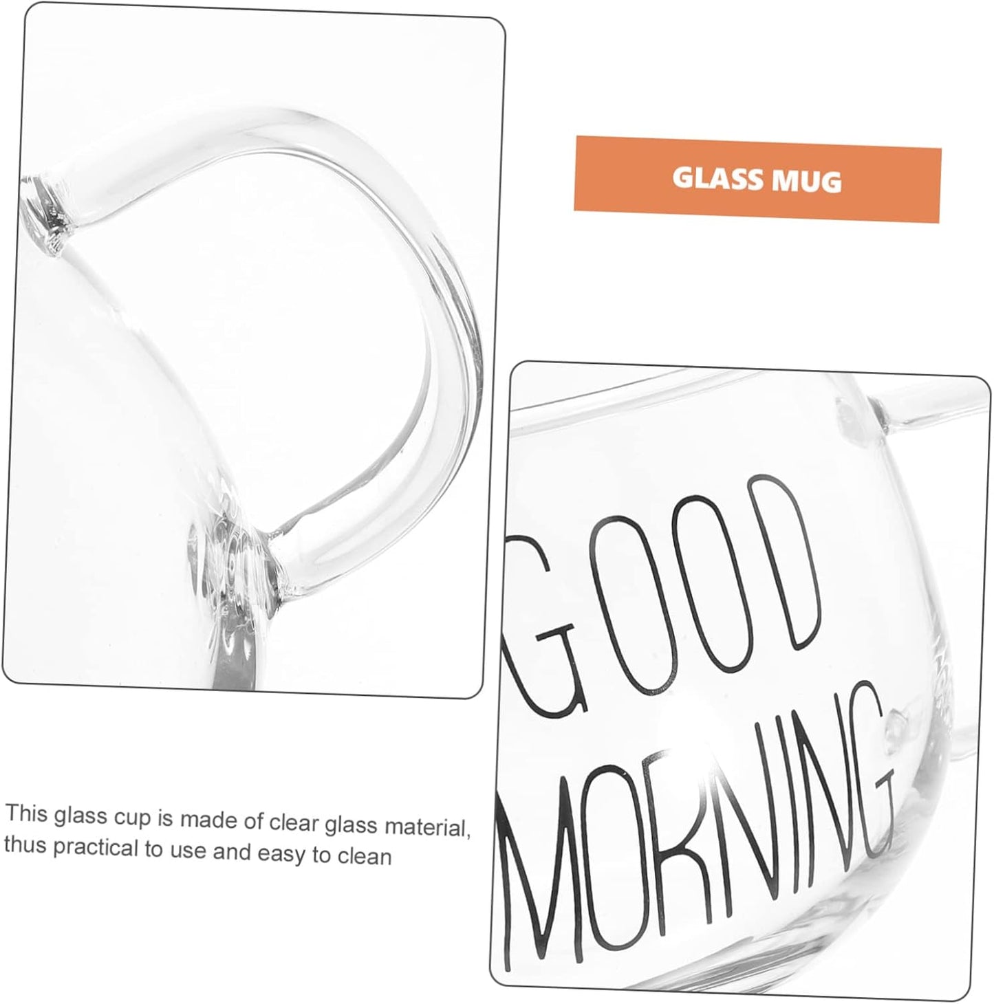 PRETYZOOM Milk Glass Cup Double-wall Heat-resistant Glass Mug Reusable Drinking Cup for Breakfast Milk Cereal Fruit