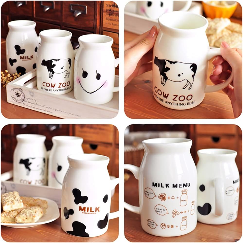ZaH Milk Bottle Mug Ceramic 8oz Morning Mugs for Home Office School Restaurant Club Party, Milk Cup Novelty Coffee Mug Water Juice Cups, Milk