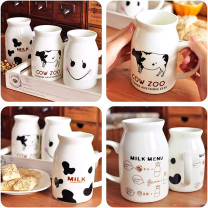 ZaH Milk Bottle Mug Ceramic 8oz Morning Mugs for Home Office School Restaurant Club Party, Milk Cup Novelty Coffee Mug Water Juice Cups, Milk