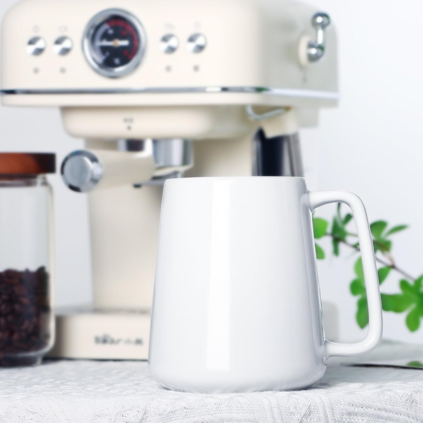 24 OZ Large Coffee Mug, Nice Ceramic Tea Cup with Big Handle for Dad Men Women, Unique Style For Any Kitchen, White