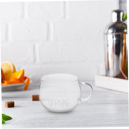 Glass Milk Cup Handle Borosilicate Mug for Breakfast Cereal and Microwave Safe Stylish and Functional for Home Office Use