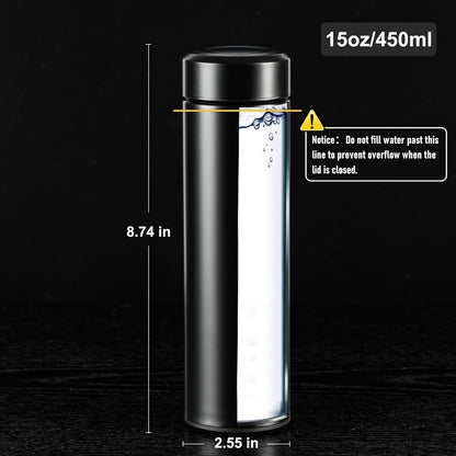PARACITY Insulated Water Bottle, 15 oz Stainless Steel Water Bottle, Black | As a tea bottle or coffee bottle, this double-wall vacuum-insulated metal water bottle keeps drinks hot 12 hrs, cold 24 hrs.