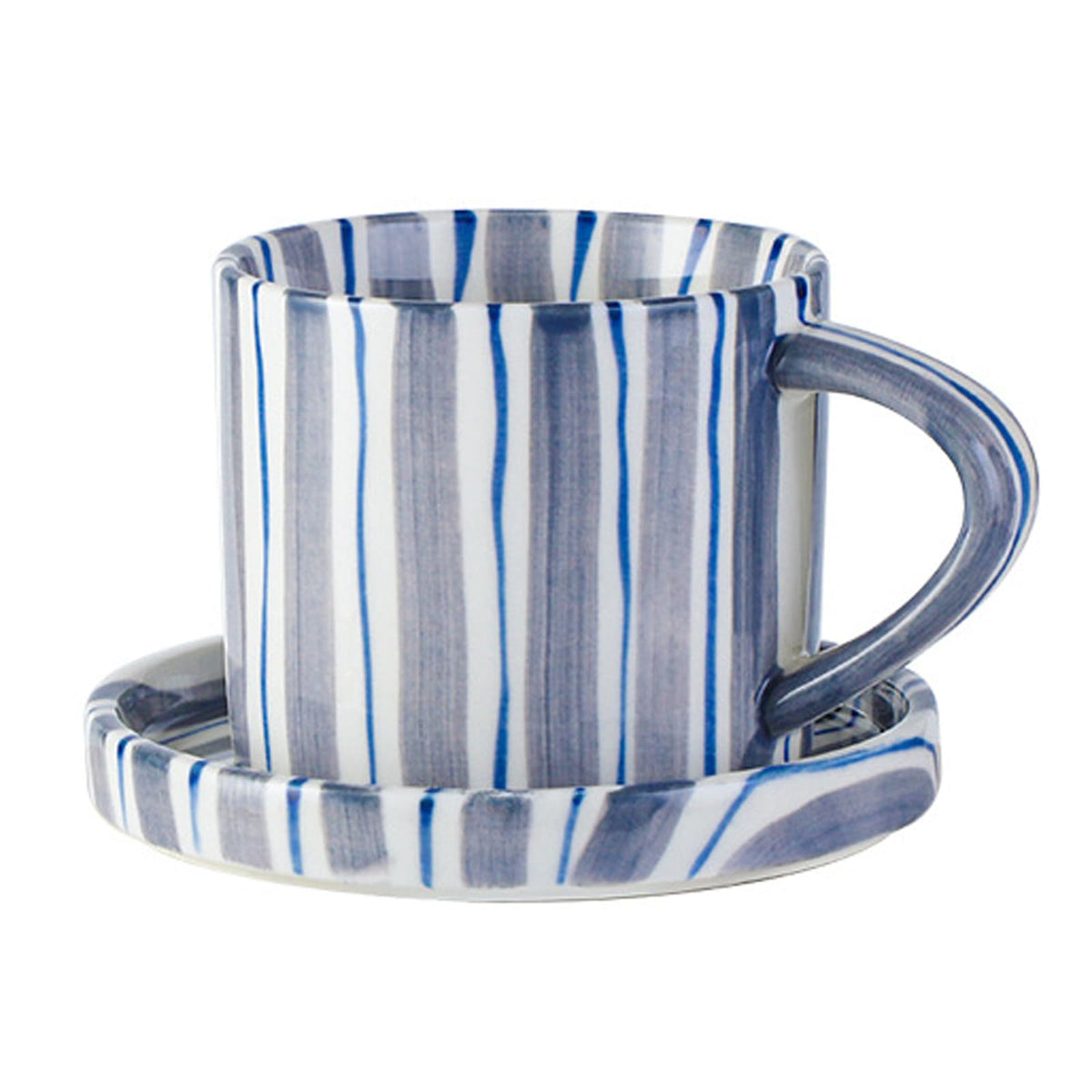 8 Oz Coffee Mug Large Espresso Cups With Saucer Ceramic Coffee Mugs Porcelain Coffee Cup With Saucer Hand-Painted Striped Art Cup And Saucer,C